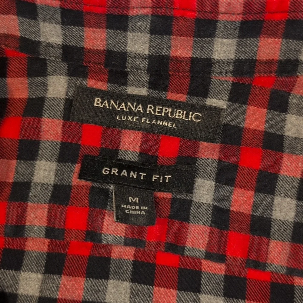 Banana Republic Men's Medium Lux Flannel Grant Fit Plaid Button Down Shirt
